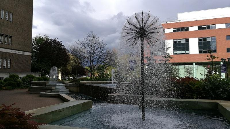 Fountains outside Aston University buildings