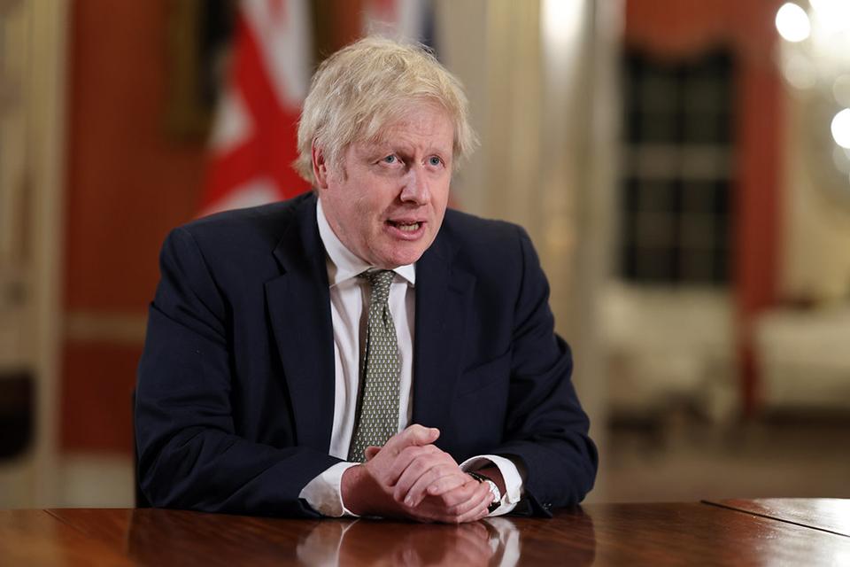 An image of Boris Johnson addressing the nation from Downing Street during the coronavirus pandemic
