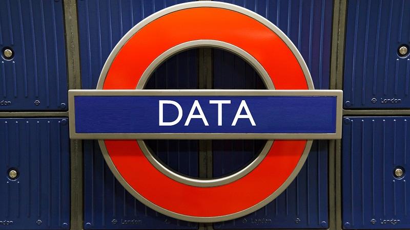 An image of a sign at a London Underground station reading &#039;Data&#039;