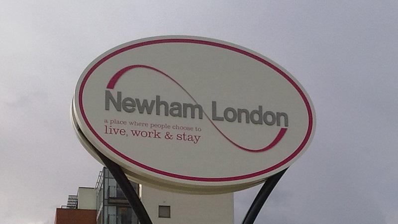 An image of a sign welcoming you to the London borough of Newham