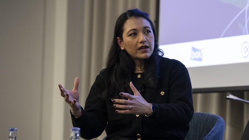 An image of Opama Khan, head of digital at the London Borough of Croydon, speaking at PublicTechnology Live