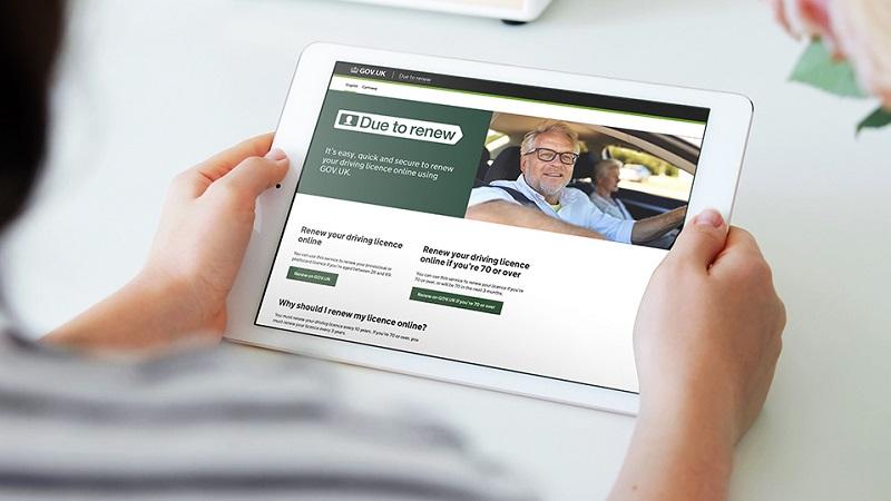 An image of DVLA online services being used on a tablet
