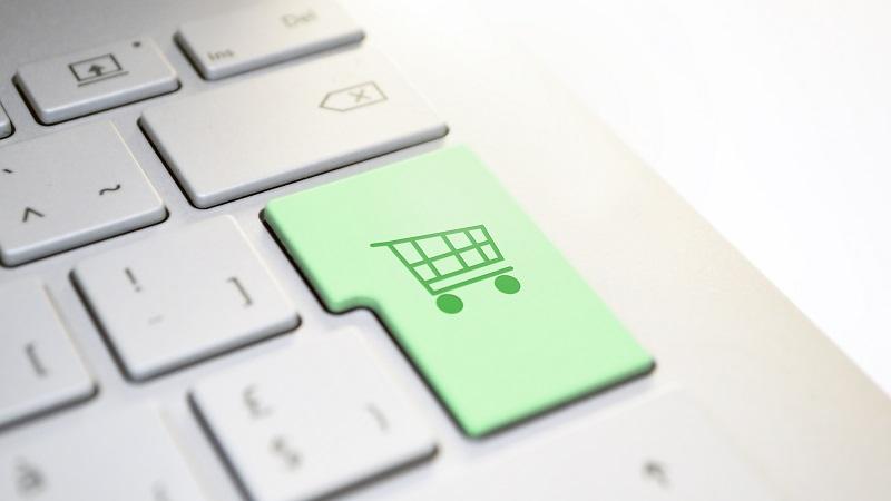 An image of a shopping trolley on a keyboard enter button